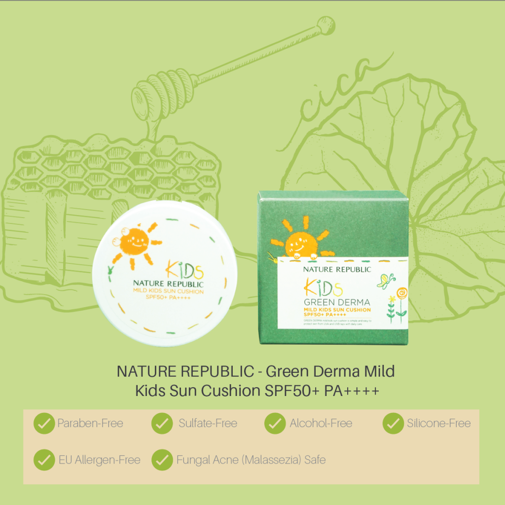NATURE REPUBLIC - Green Derma Mild Kids Sun Cushion SPF50+ PA++++